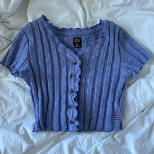 BDG Blue Ribbed Crop Top